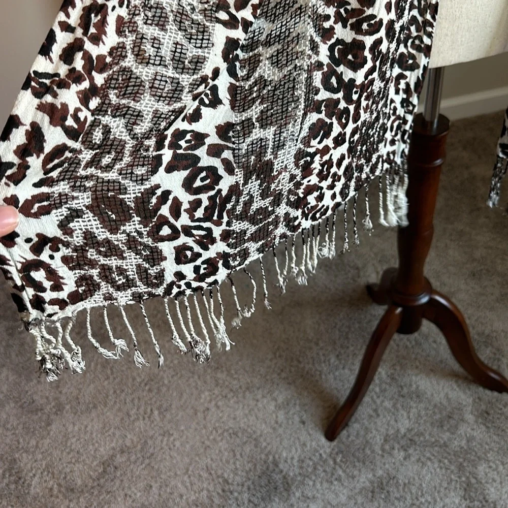 Collections Eighteen Animal Print Scarf with Fringe